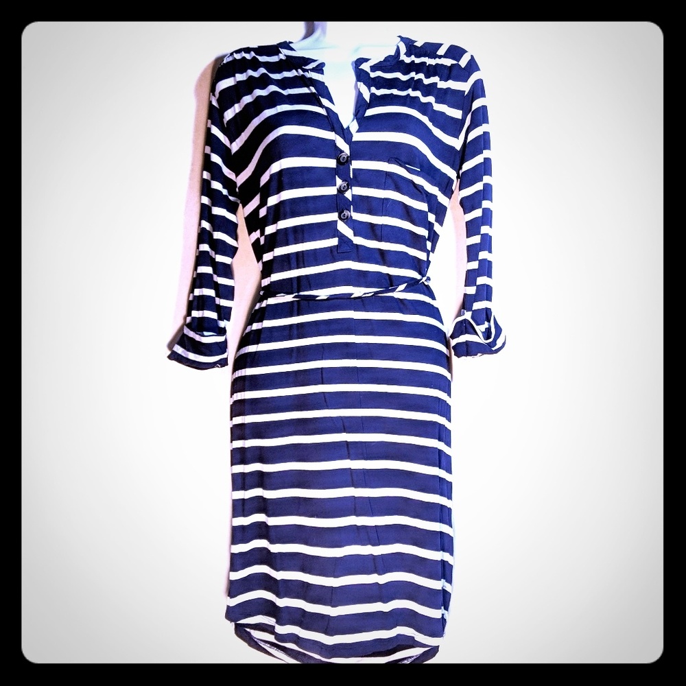 LA Made Blue+White Stripe Dress